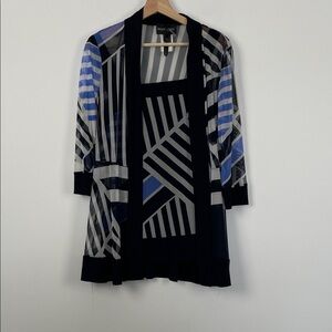 Frank Lyman 2 Piece Sheer Cardigan Tank Set Chic Geometric Patterned Women's 12